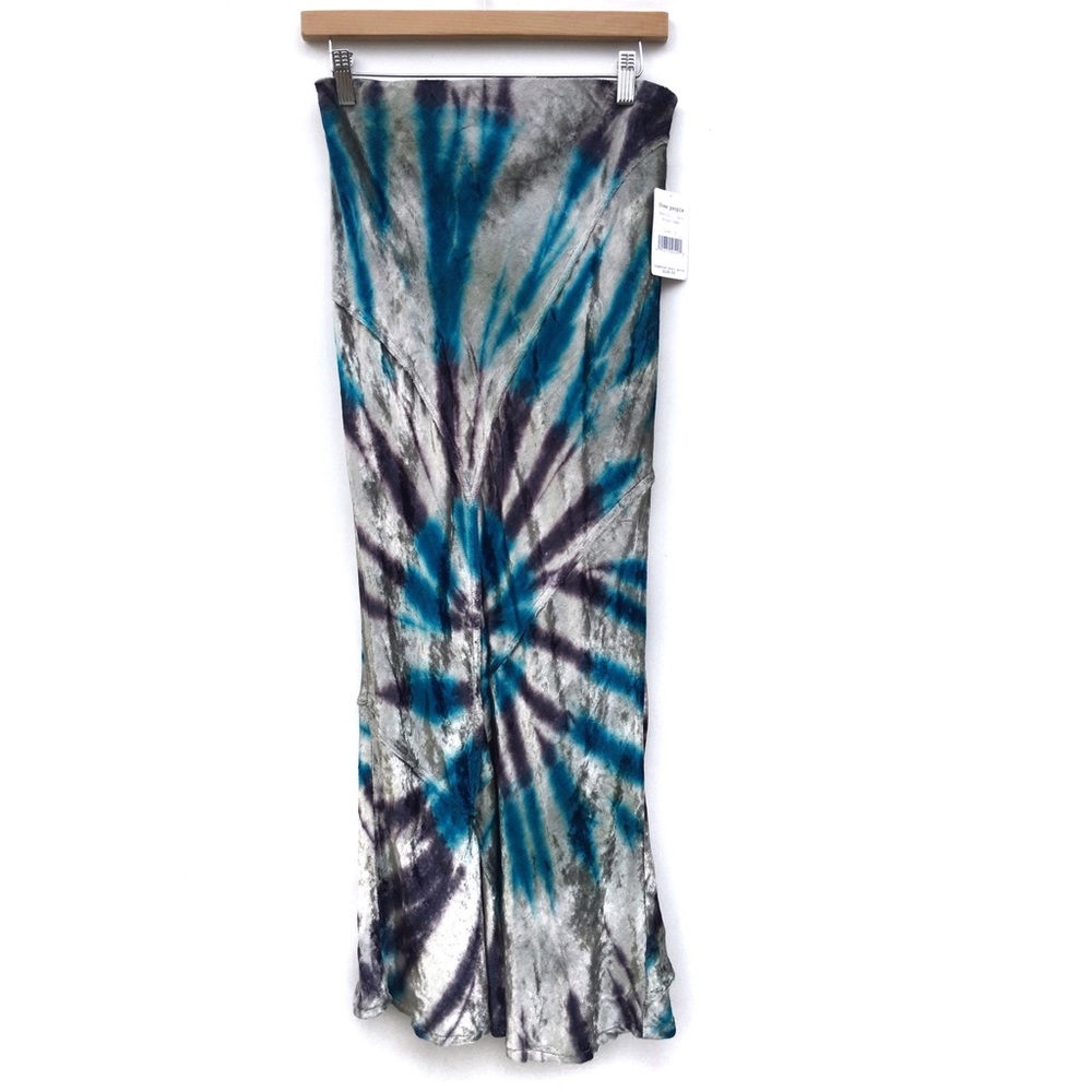 Free People Tie Dye Velvet Midi Skirt NEW - Picture 3 of 8